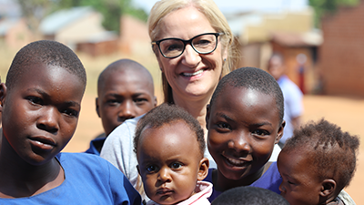 Lisa Jenkins, a Manufacturing Coordinator from CooperVision UK manufacturing facility, in Uganda as the Optometry Giving Sight ambassador